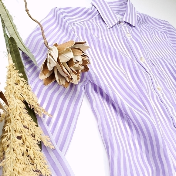 American Eagle Outfitters Sheer Purple Stripe Top - Picture 5 of 11